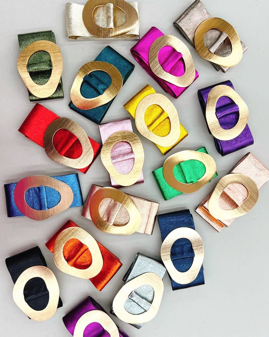 Metallic Thick Italian Leather Belt