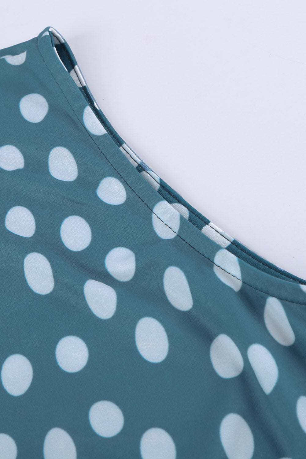 Sky Blue Gradient Polka Dot V Neck Sleeveless Beach Dress