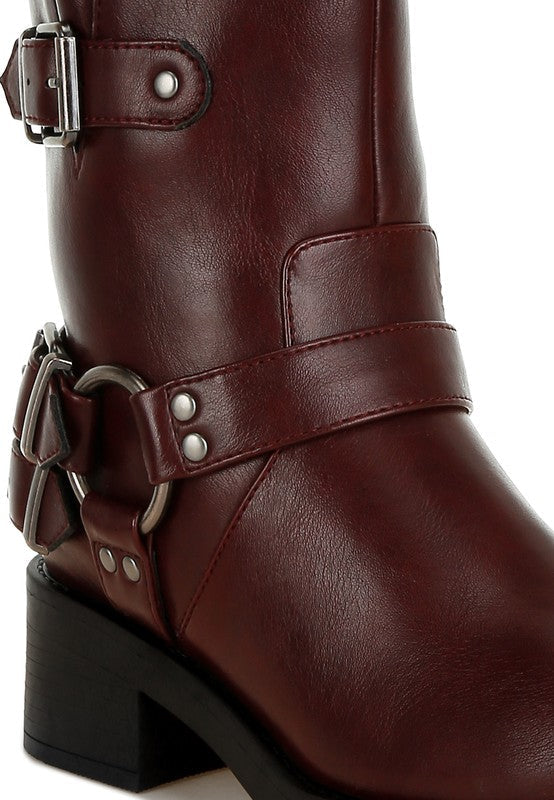Harness Detail Biker Boots