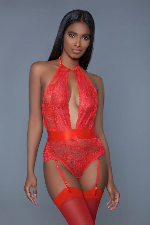 Red Plunge neckline Bodysuit