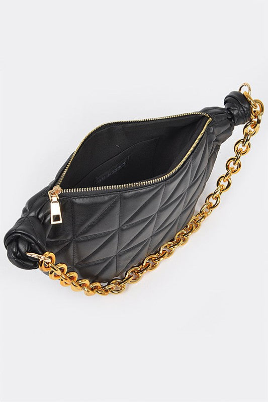 Quilted Chunky Chain Shoulder Bag