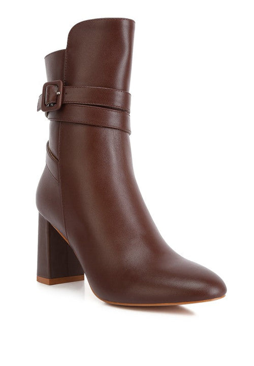 Leather Cobra Buckle Strap Embellished Boots
