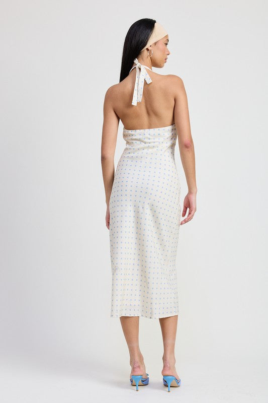 V Neck polka dot Maxi Dress