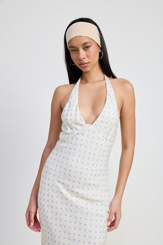 V Neck polka dot Maxi Dress