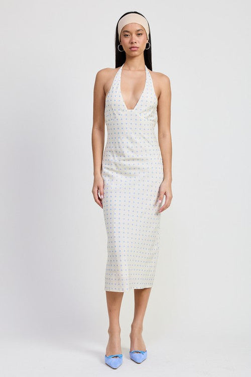 V Neck polka dot Maxi Dress