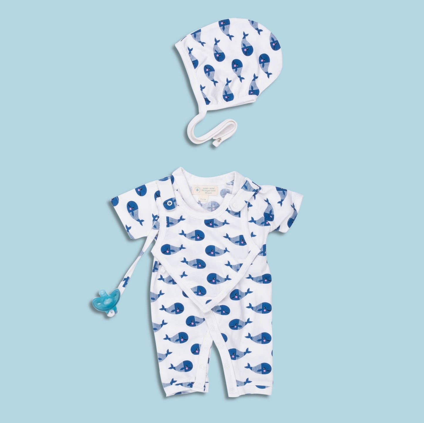 Short Sleeve Blue Whale Kimono Romper