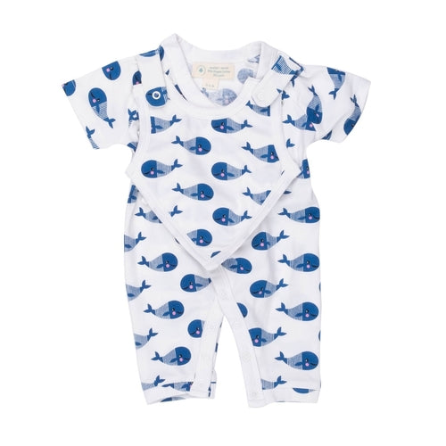 Short Sleeve Blue Whale Kimono Romper