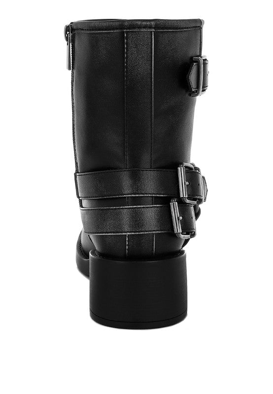 Harness Detail Biker Boots