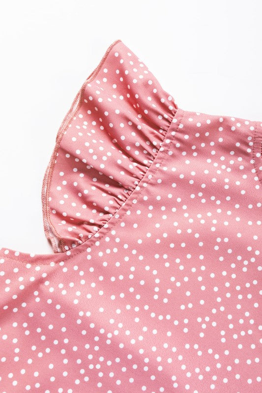 Marlowe Polka Dots Ruffle Flutter Sleeve Frilled N