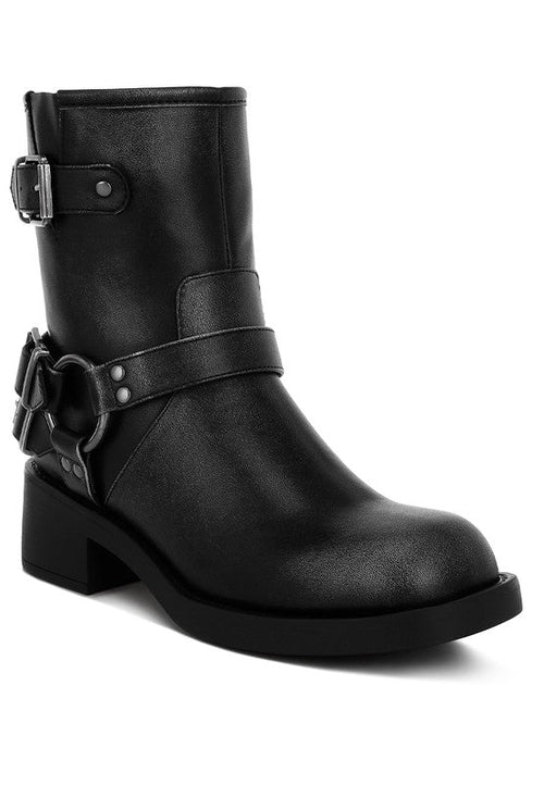Harness Detail Biker Boots