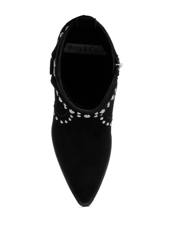 Rodeo Studded Real Suede Leather Ankle Boots