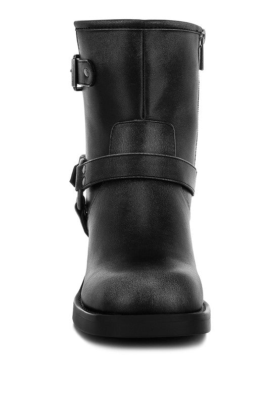 Harness Detail Biker Boots
