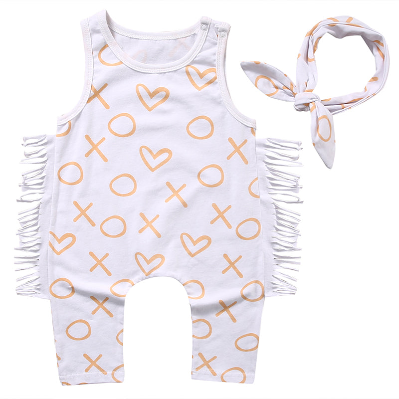 Baby Rompers Summer Sleeveless Rompers + Headband