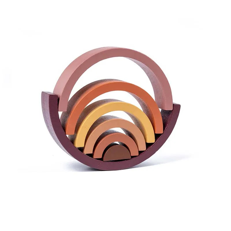 New Kids Montessori Arch Bridge Rainbow Building Blocks Wooden Toys