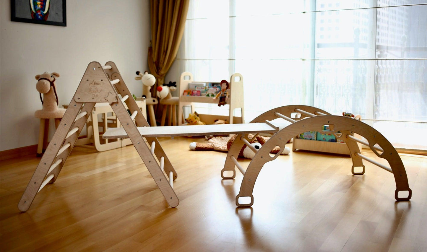 Montessori Climbing Set (3 Pieces)| Triangle, Climbing Arch & Ramp