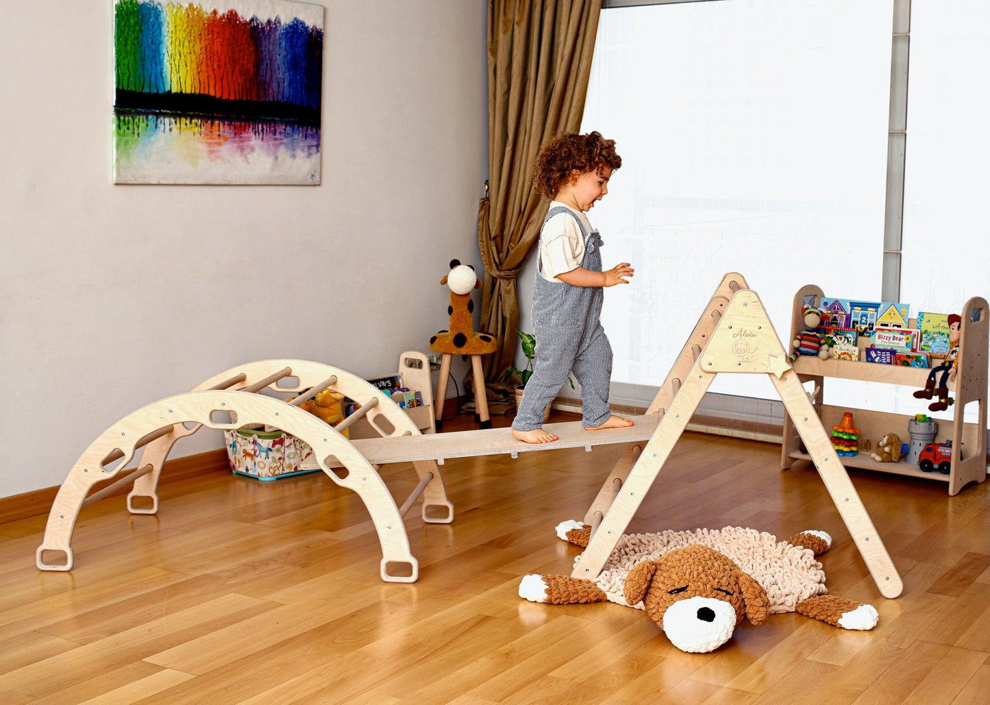 Montessori Climbing Set (3 Pieces)| Triangle, Climbing Arch & Ramp