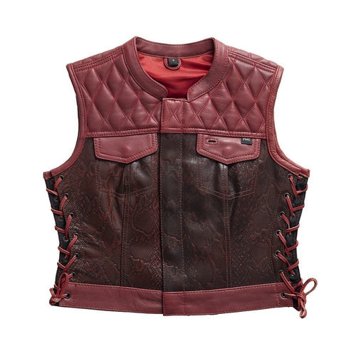 Cowhide Red Leather Stylish Vest