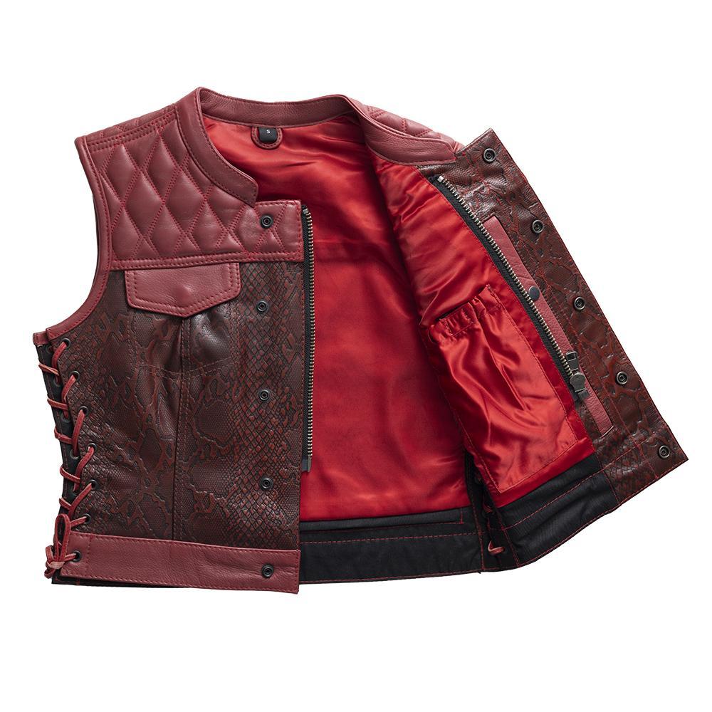 Cowhide Red Leather Stylish Vest