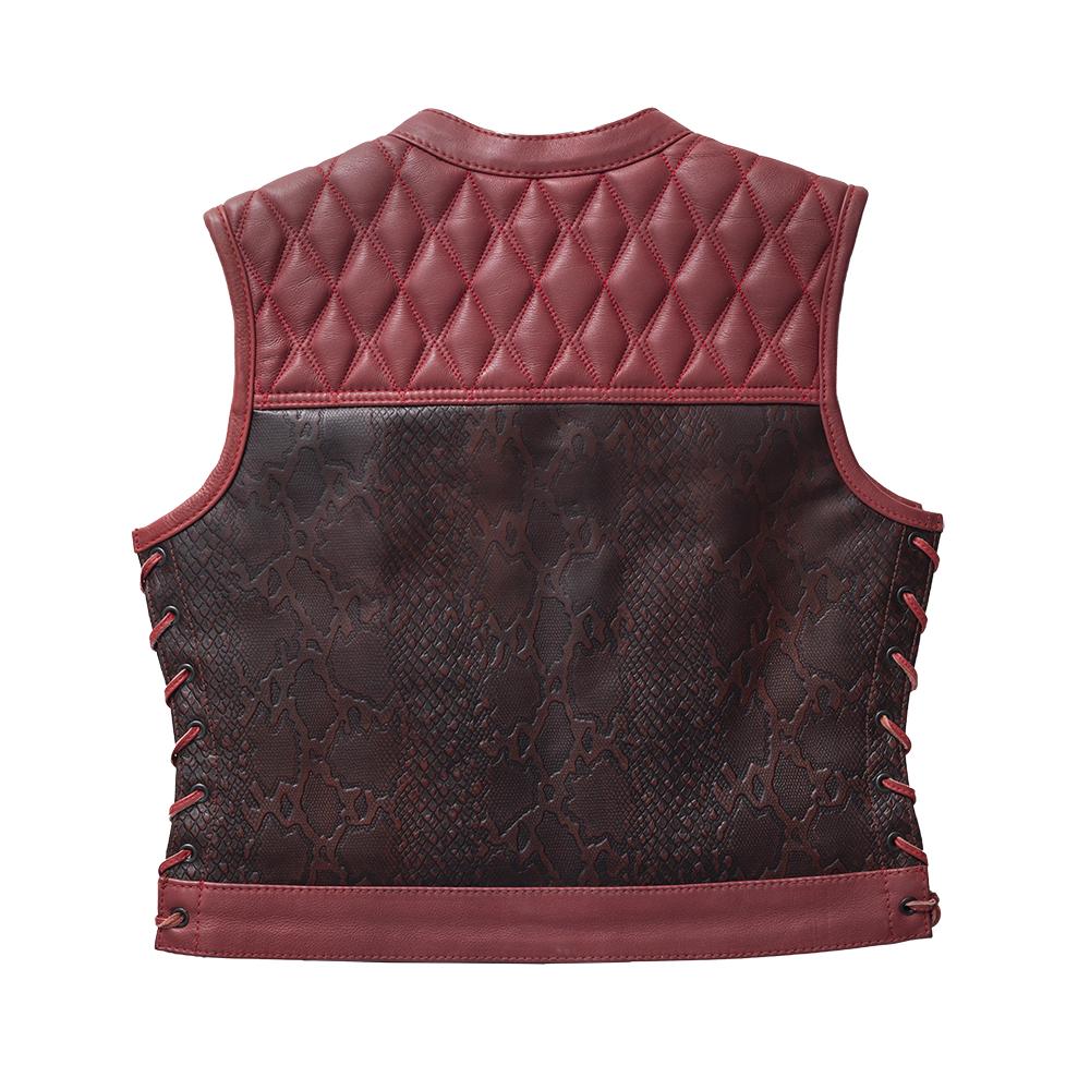 Cowhide Red Leather Stylish Vest