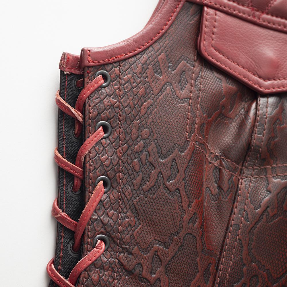 Cowhide Red Leather Stylish Vest