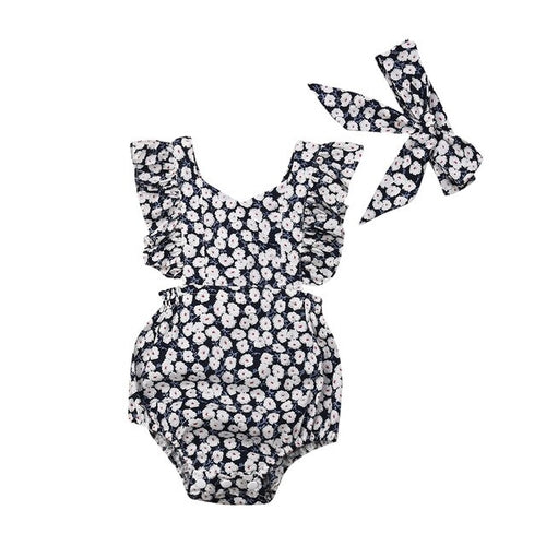 Newborn Baby Girls Boys Jumpsuit Headband 2PCS
