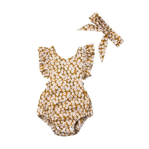 Newborn Baby Girls Boys Jumpsuit Headband 2PCS