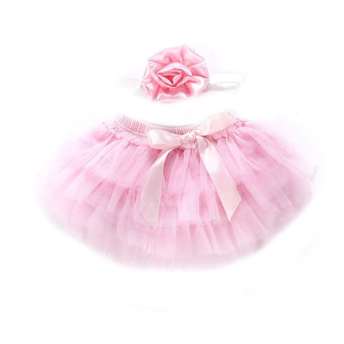 Newborn Baby Girls Boys Skirt Headband 2PCS Layer