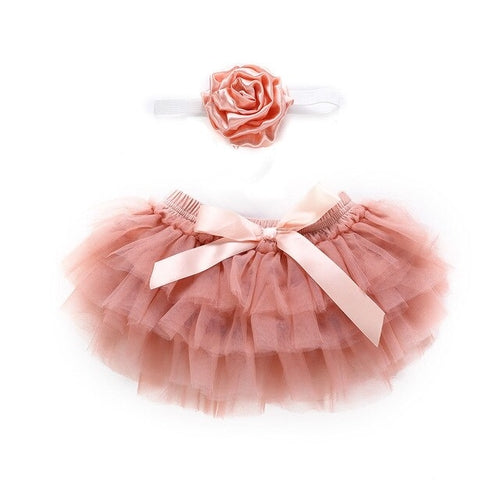 Newborn Baby Girls Boys Skirt Headband 2PCS Layer