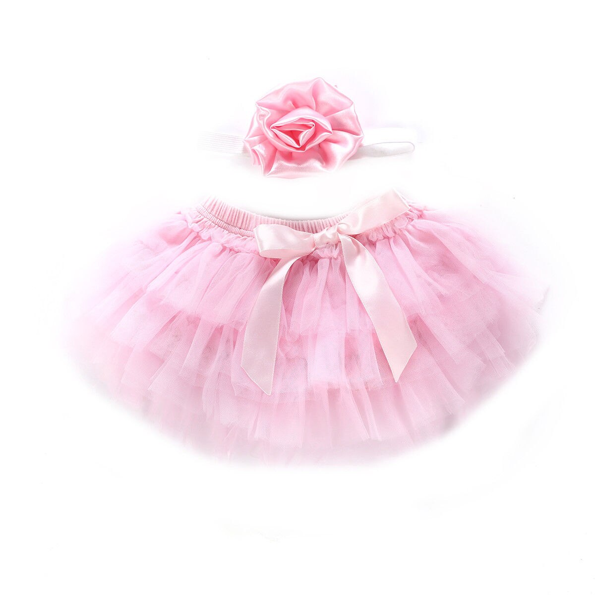 Newborn Baby Girls Boys Skirt Headband 2PCS Layer