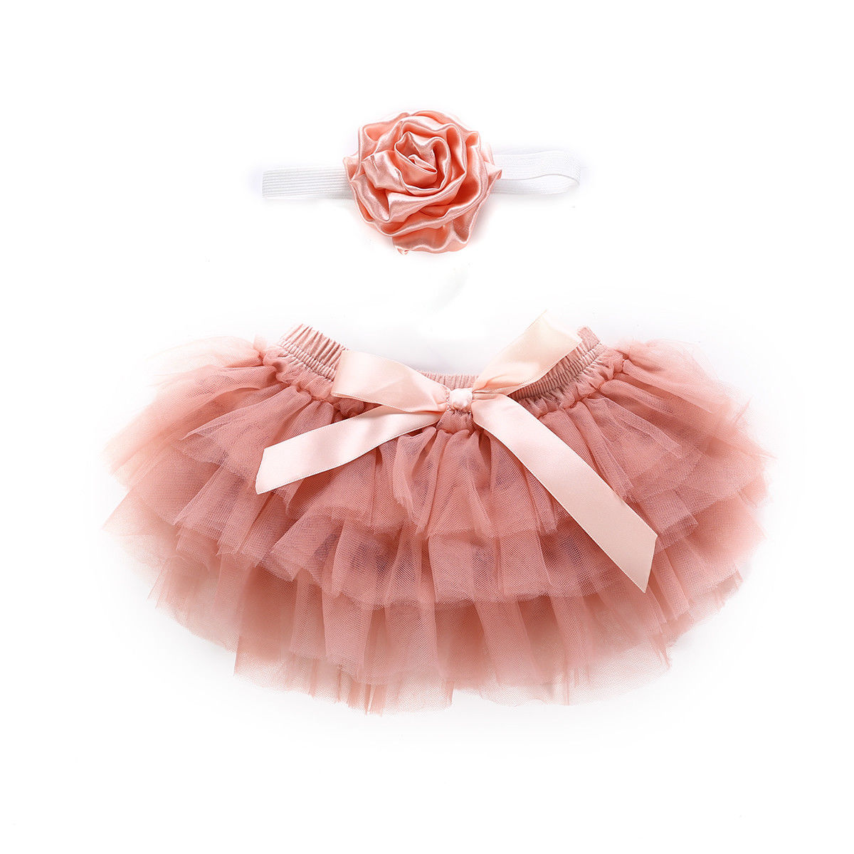Newborn Baby Girls Boys Skirt Headband 2PCS Layer