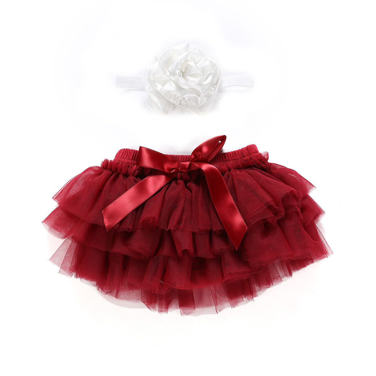 Newborn Baby Girls Boys Skirt Headband 2PCS Layer