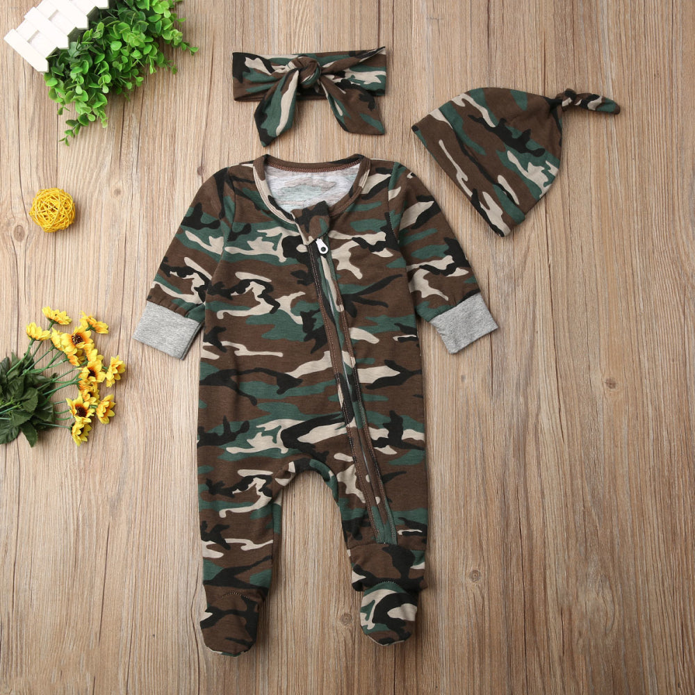 Newborn Infant Baby Girl Boys Rompers Headband