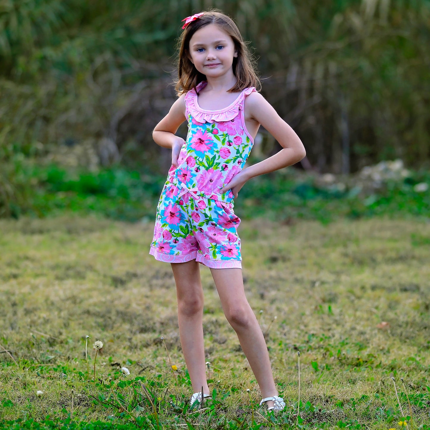 Girls Jumpsuit Chic Floral Summer Romper