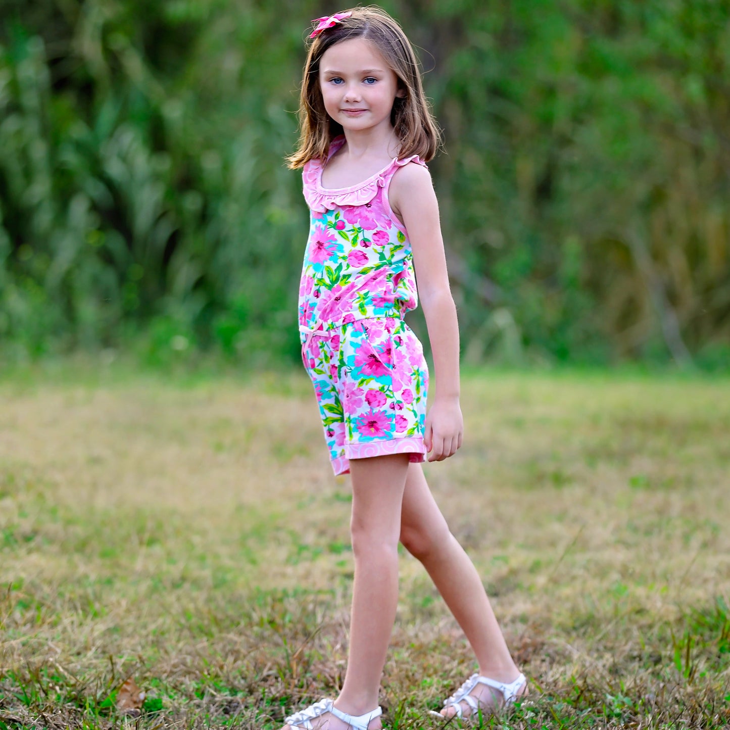 Girls Jumpsuit Chic Floral Summer Romper
