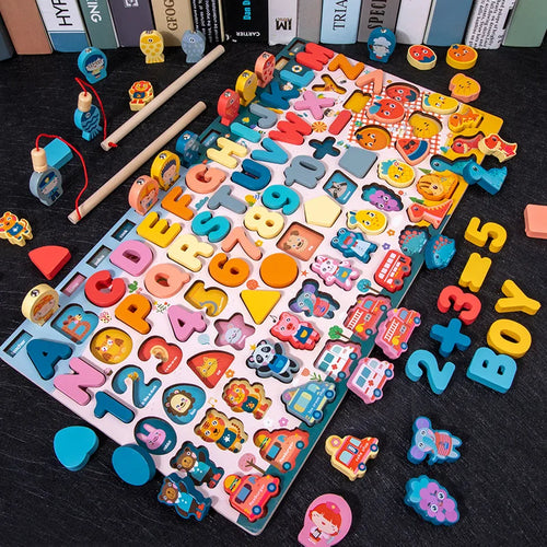 Montessori Educational Wooden Toys Preschool Children Fire Truck Busy