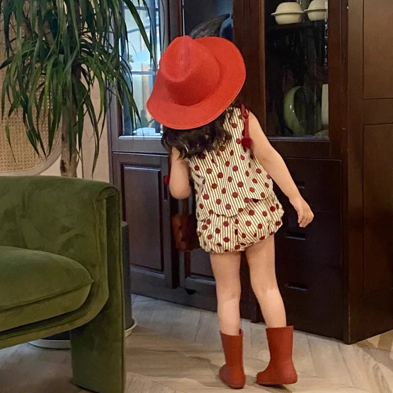 Baby Girl Summer Clothing Set Tops & Shorts Polka Dot Bloomers PP