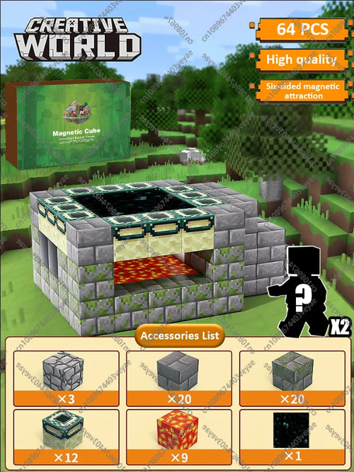 Magnetic Building Blocks Mine World Magnet Cube Set STEM Montessori