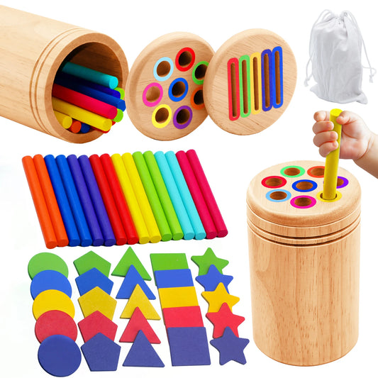 Wooden Matching Toys Montessori Color Matching Sorting Stick Balance