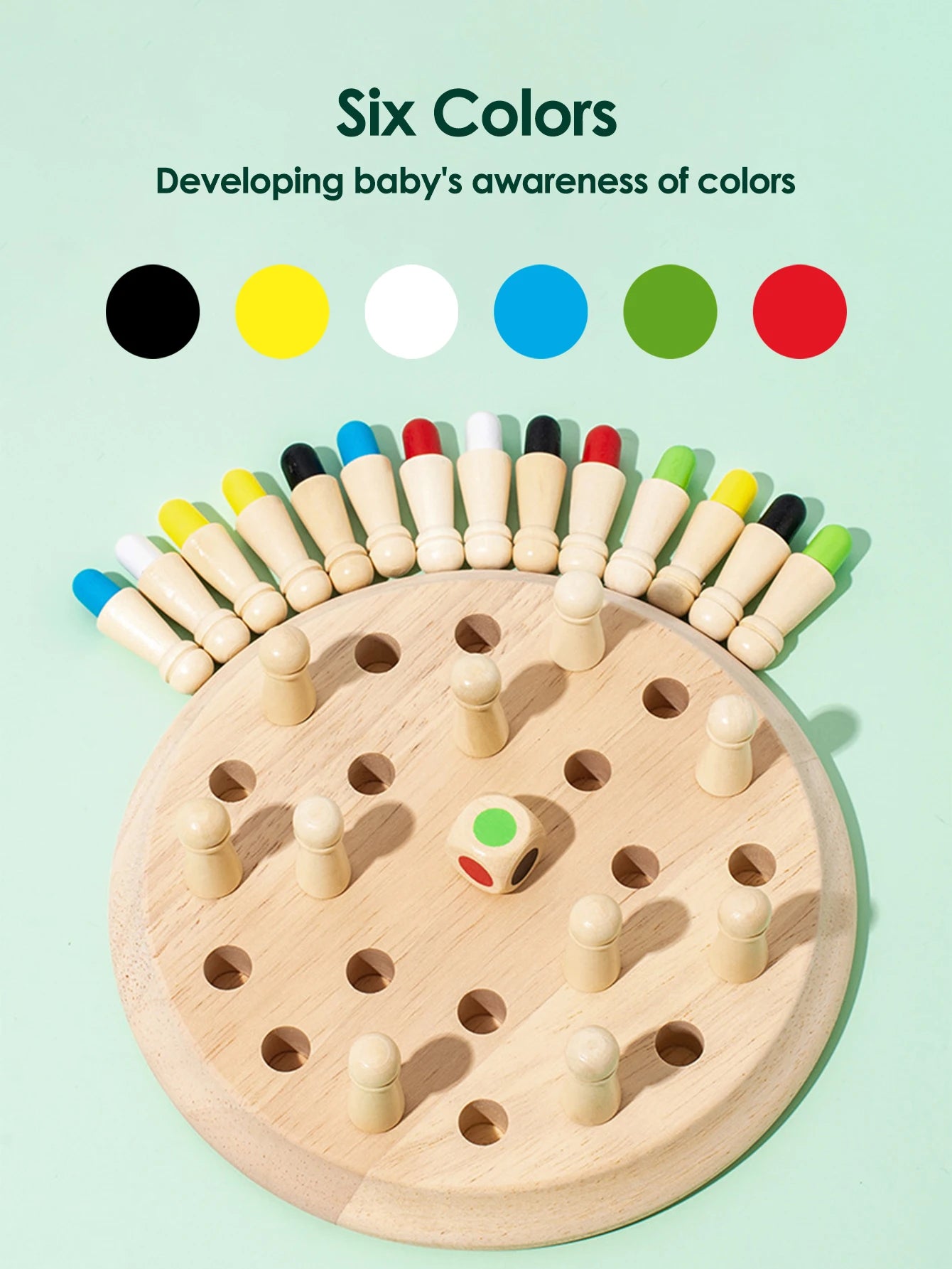 1Set Wooden Chessboard Color Memory Chess Game Memory Concentration