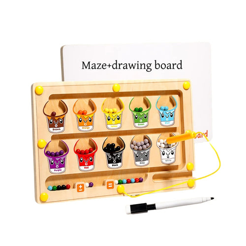 Toddler Montessori Toys 2 in 1 Wooden Magnetic Color & Number Maze