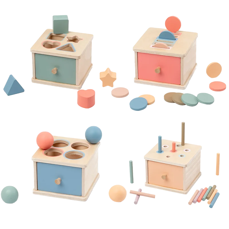 Wooden Color Shape Sorting Toys Drawer Box Busy Board Matching Game