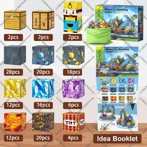 Magnetic Building Blocks Mine World Magnet Cube Set STEM Montessori