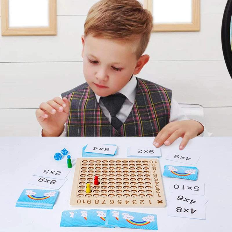 99 Multiplication Board Game Wooden Montessori  Kids Learning