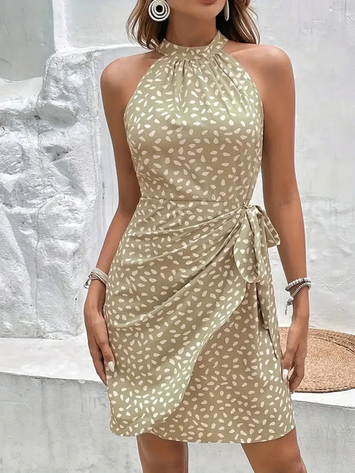 Solid Colored Polka Dot Mini Dresses Women's Camisole Sleeveless Lace