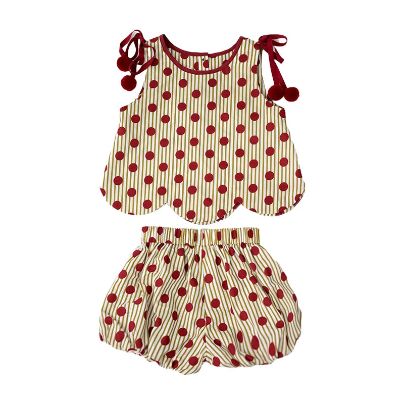 Baby Girl Summer Clothing Set Tops & Shorts Polka Dot Bloomers PP
