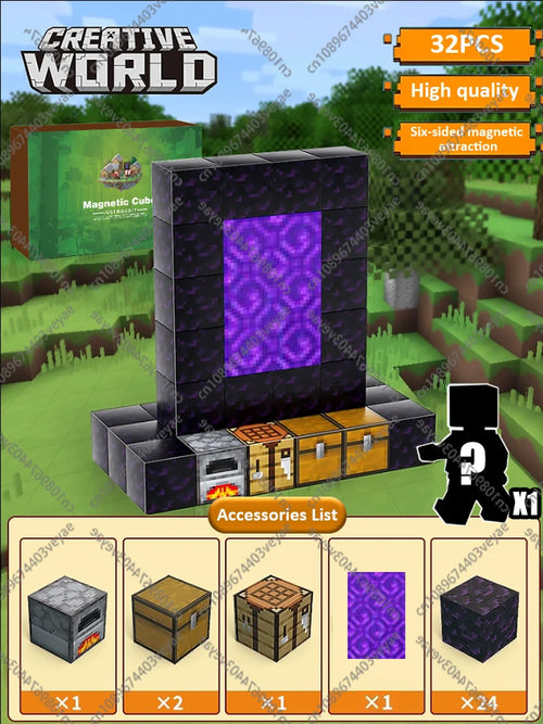 Magnetic Building Blocks Mine World Magnet Cube Set STEM Montessori