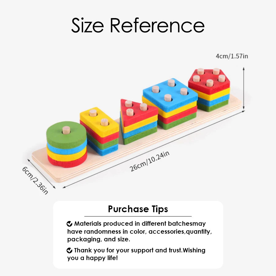 Montessori Wood Toys for Kids Wooden Sorting Stacking Toys for Baby