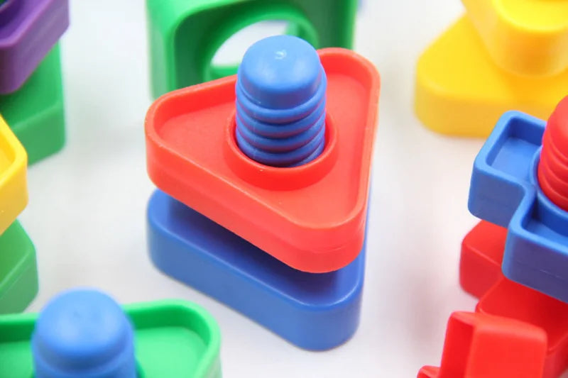 5 Set Screw Building Blocks Plastic Insert Blocks Nut Shape Toys for