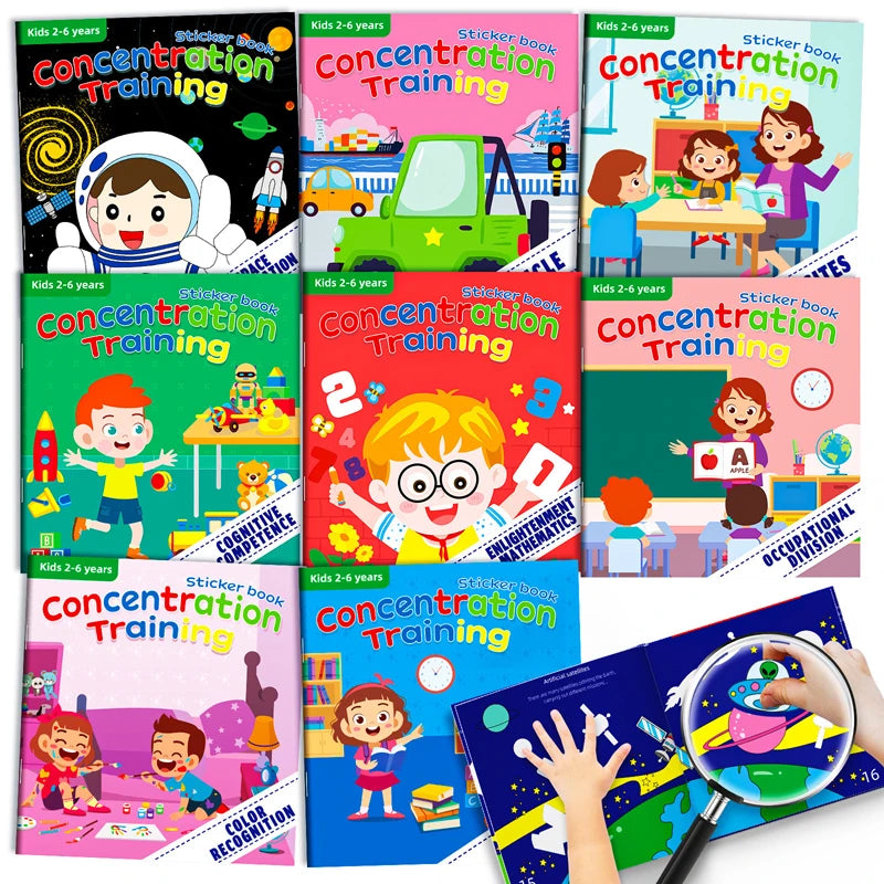 Montessori Toys Cartoon Sticker Books Focus on Potential Development