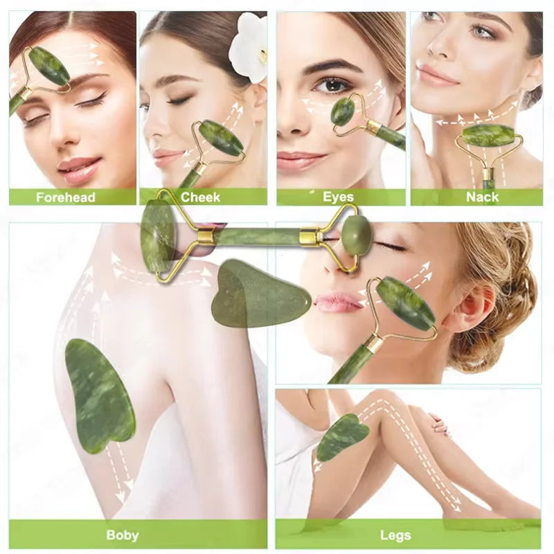 Roller Gua Sha Face Body Massager Tool Set